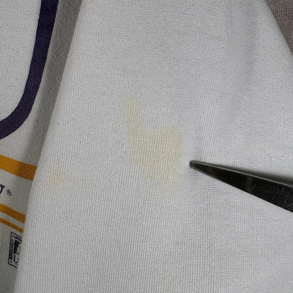 Vintage Jerzees Sweatshirt Mens M White LSU Louisiana State University Pullover - Picture 4 of 10